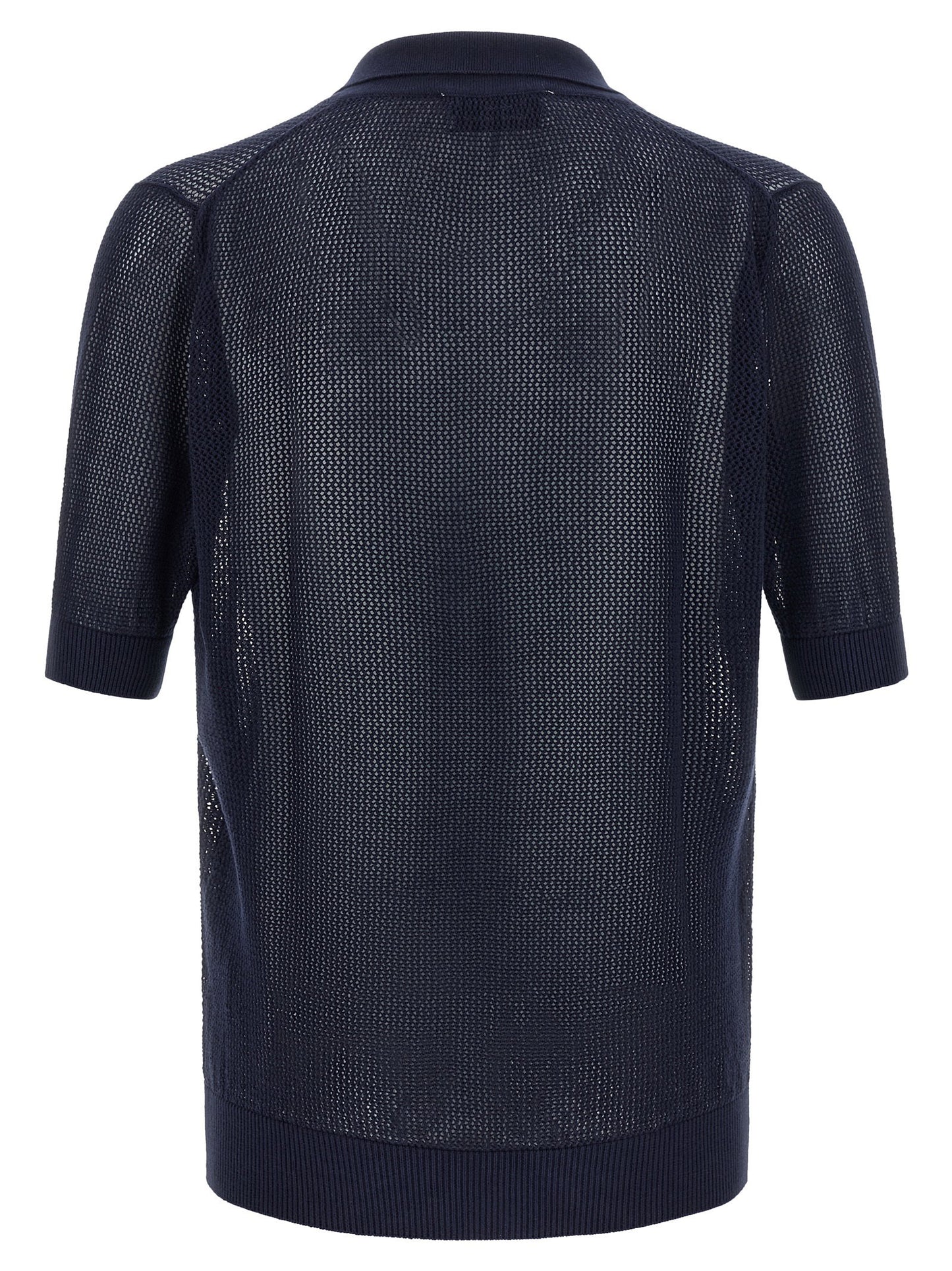 Riviera Project Openwork Cotton Polo Shirt