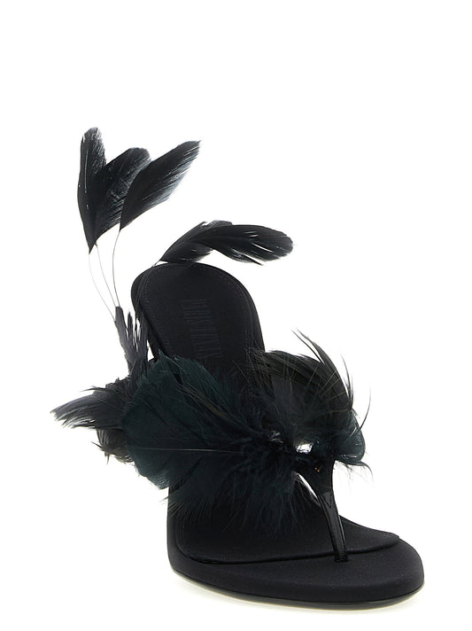 Paris Texas Lidia Feather Thong Mules