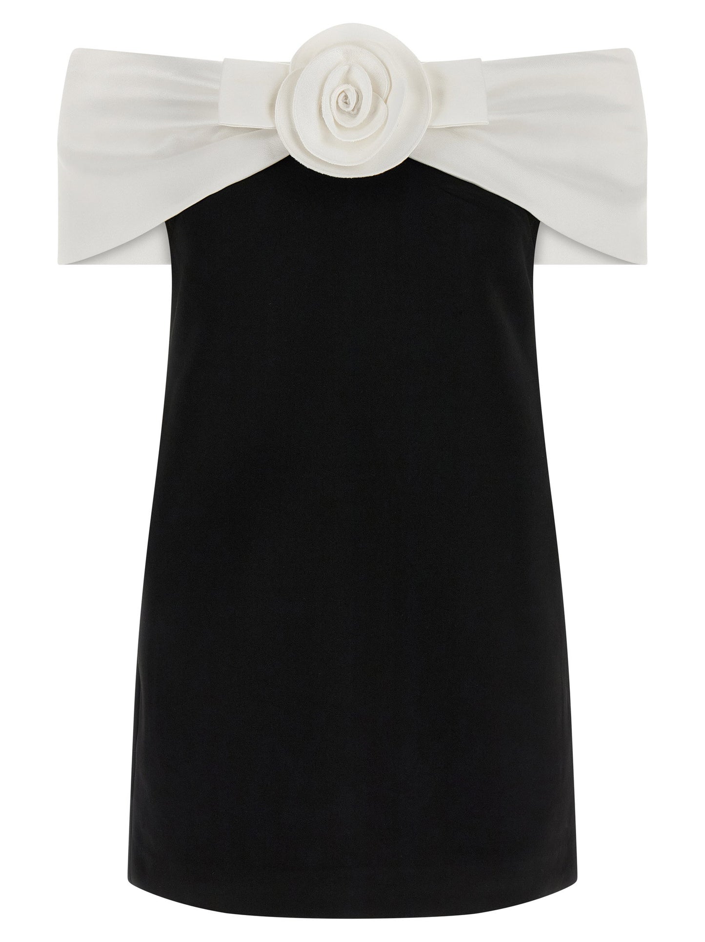 Self-Portrait Black Crêpe Flower Mini Dress