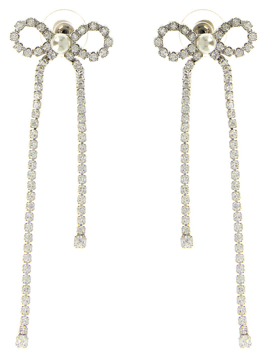Self-Portrait Crystal Droplet Bow Earrings