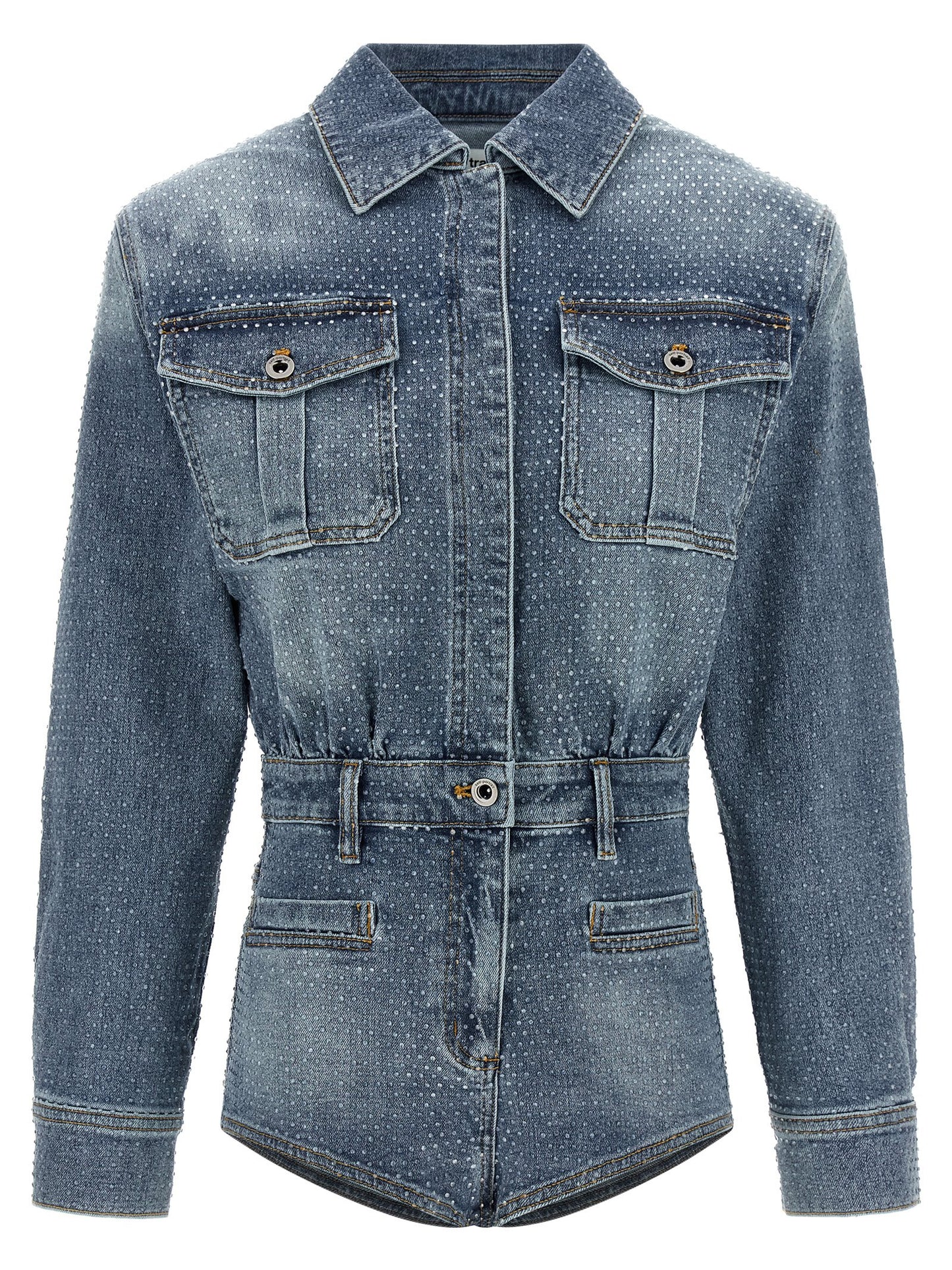 Self-Portrait Rhinestone Denim Jumpsuit