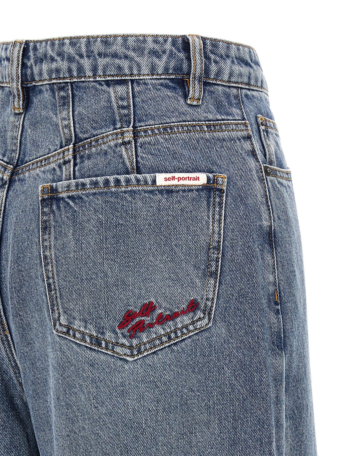 Self-Portrait Blue Barrel Leg Jeans