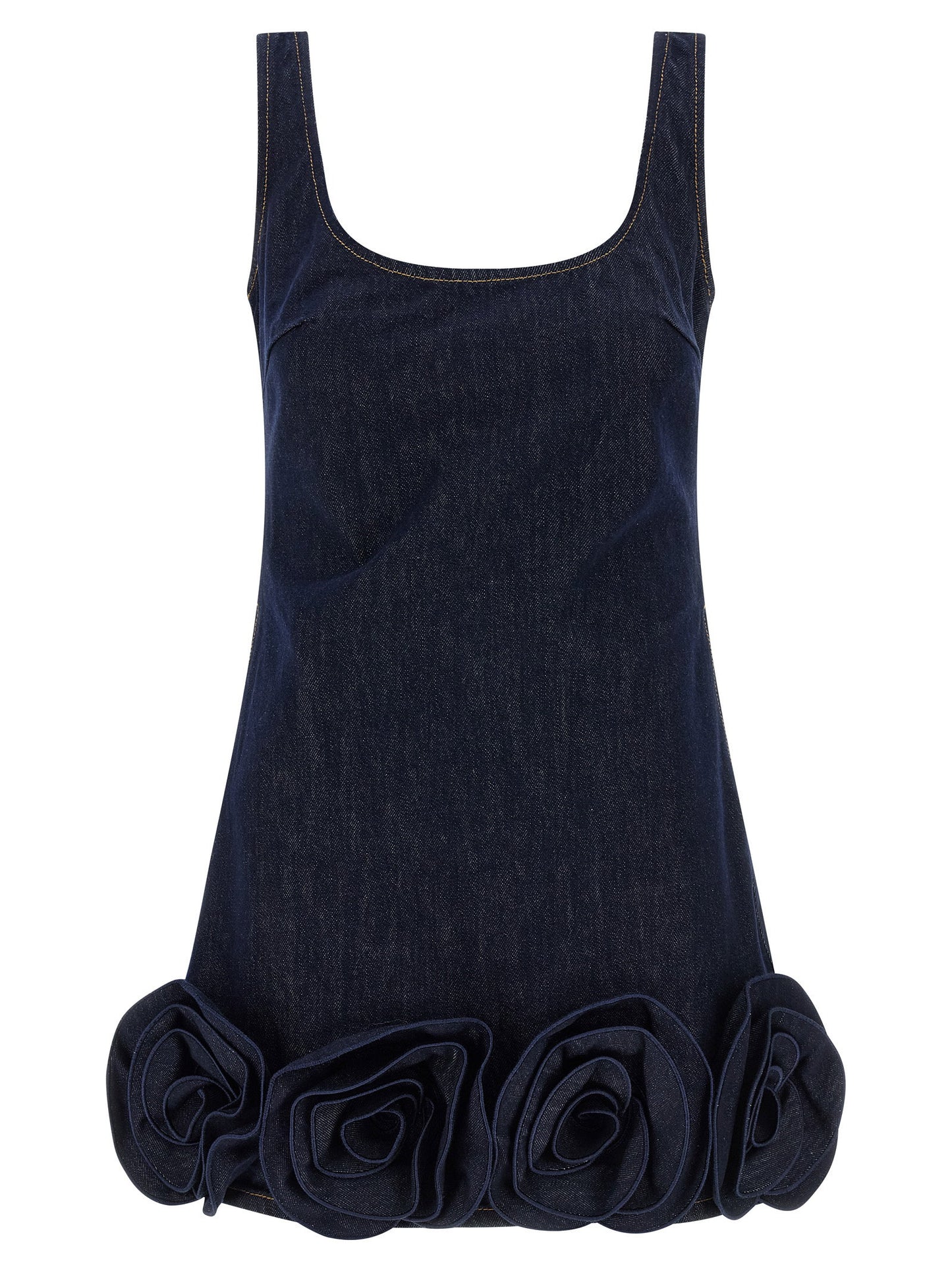 Self-Portrait Indigo Denim 3d Flower Mini Dress
