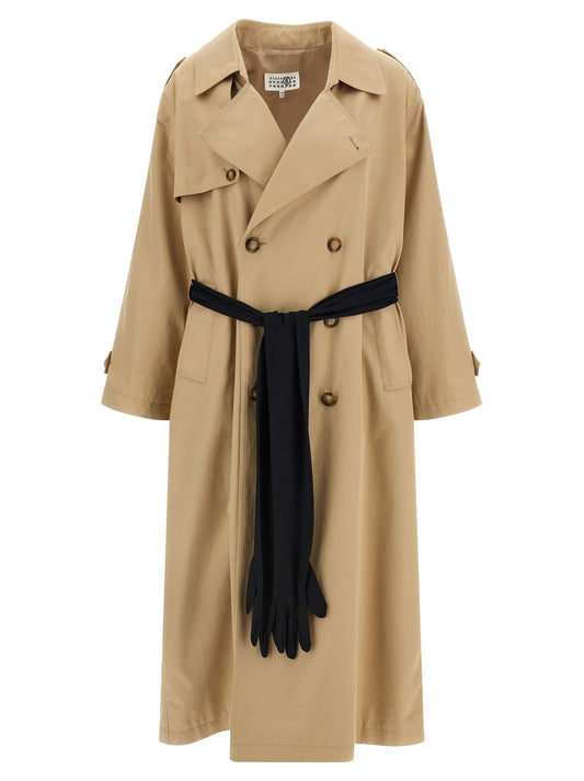 معطف ترنش Mm6 Maison Margiela مع قفازات