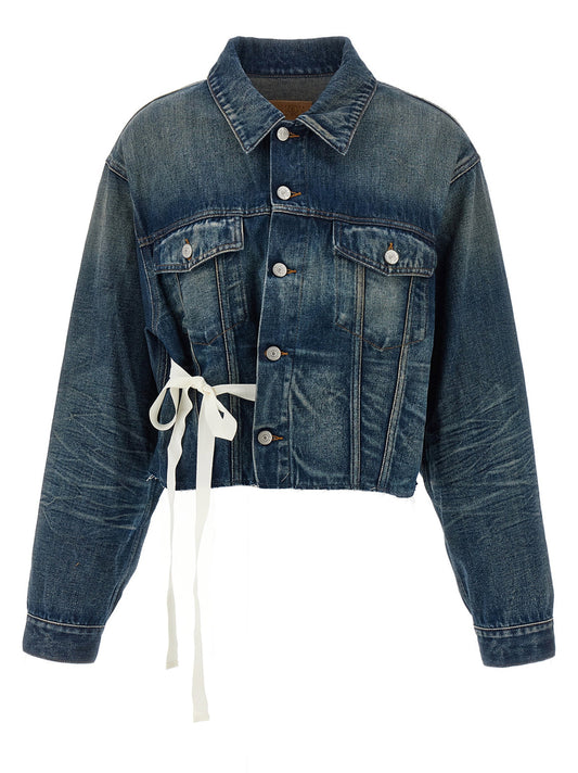 جاكيت جينز Mm6 Maison Margiela مزين بالشريط