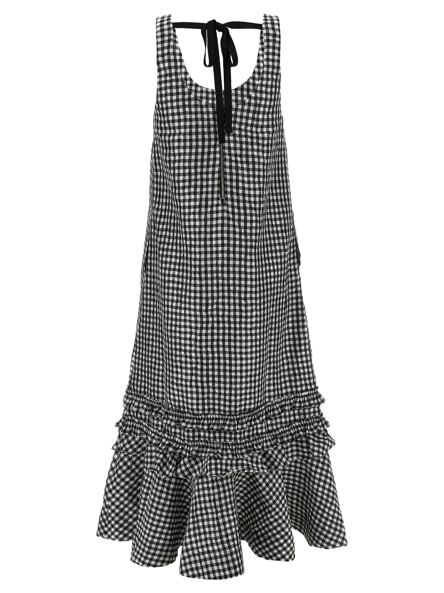 Ganni Ganni Crinkled Check Long Dress