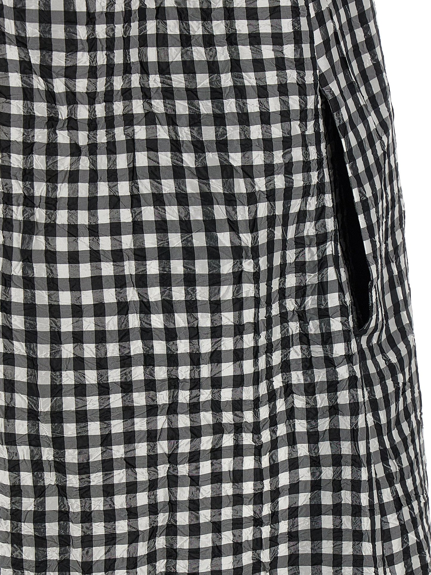 Ganni Ganni Crinkled Check Long Dress