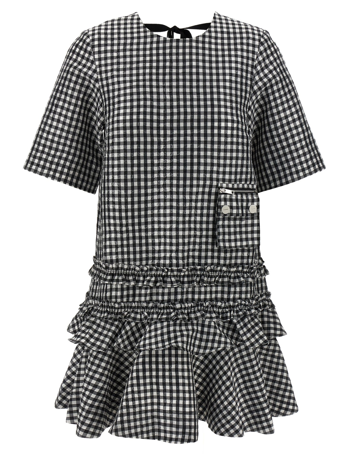 Ganni Ganni Crinkled Check Mini Dress