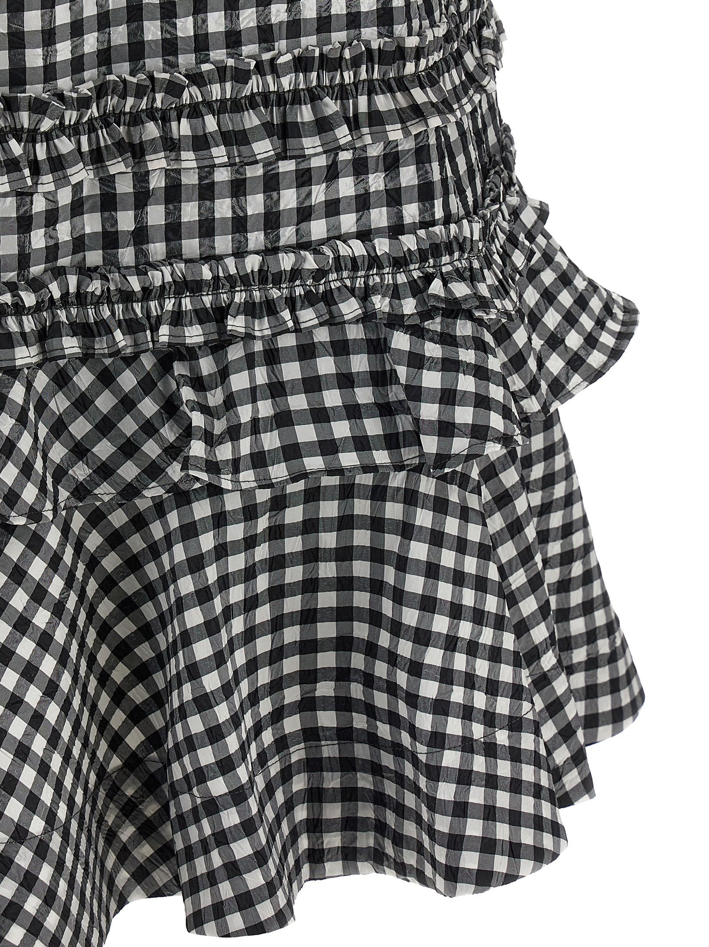Ganni Ganni Crinkled Check Mini Dress