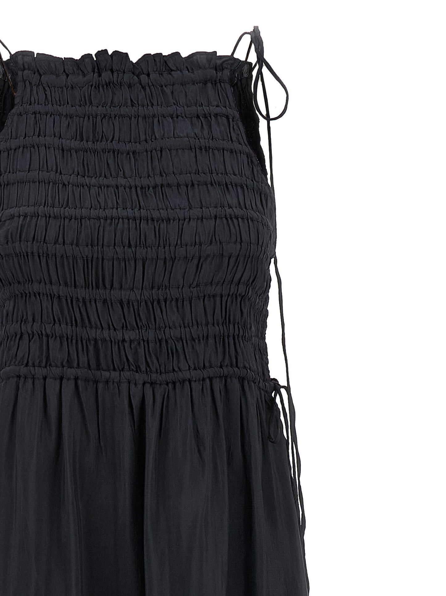 Ganni Ganni Black Smock Tie Dress