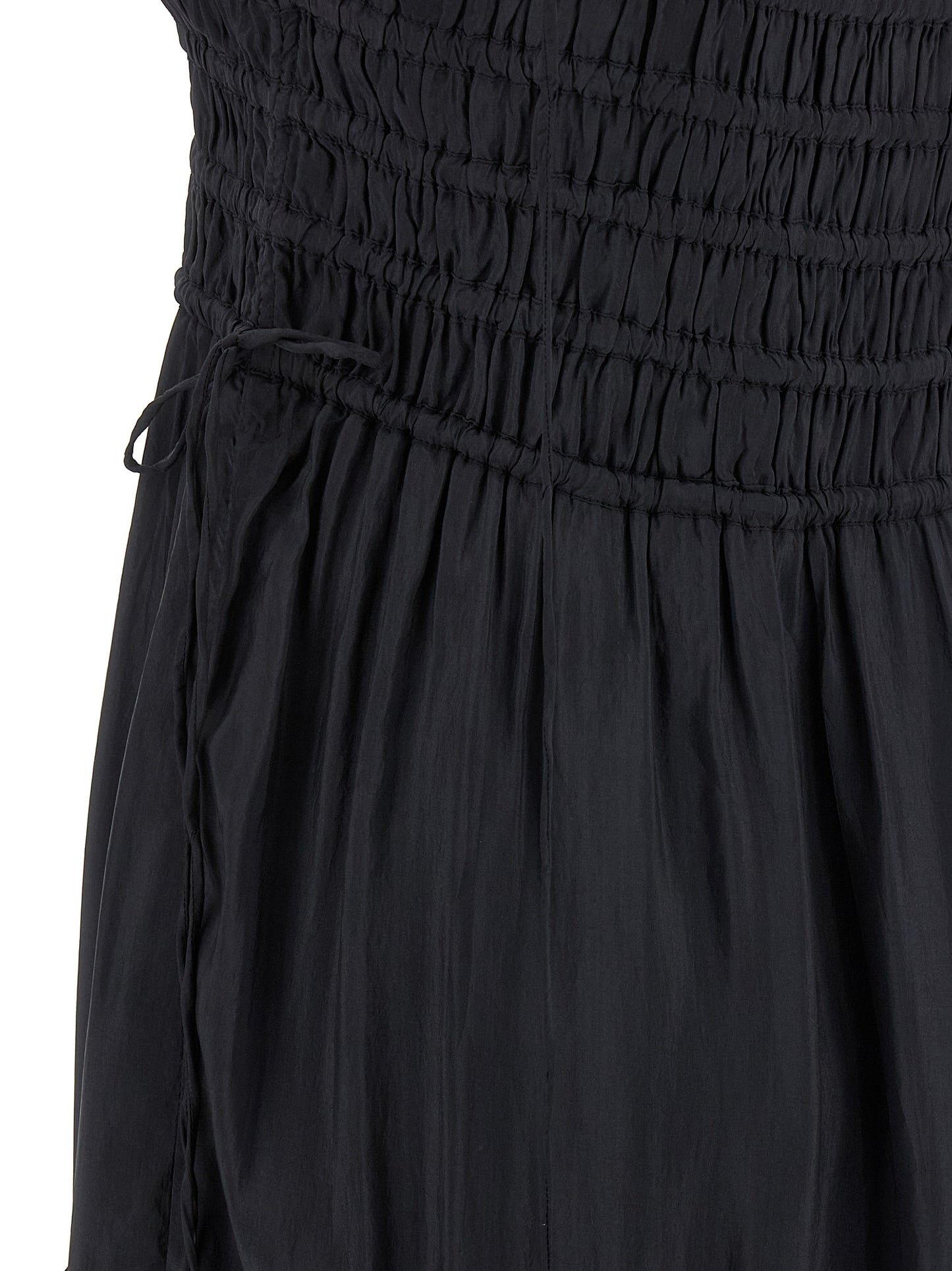Ganni Ganni Black Smock Tie Dress