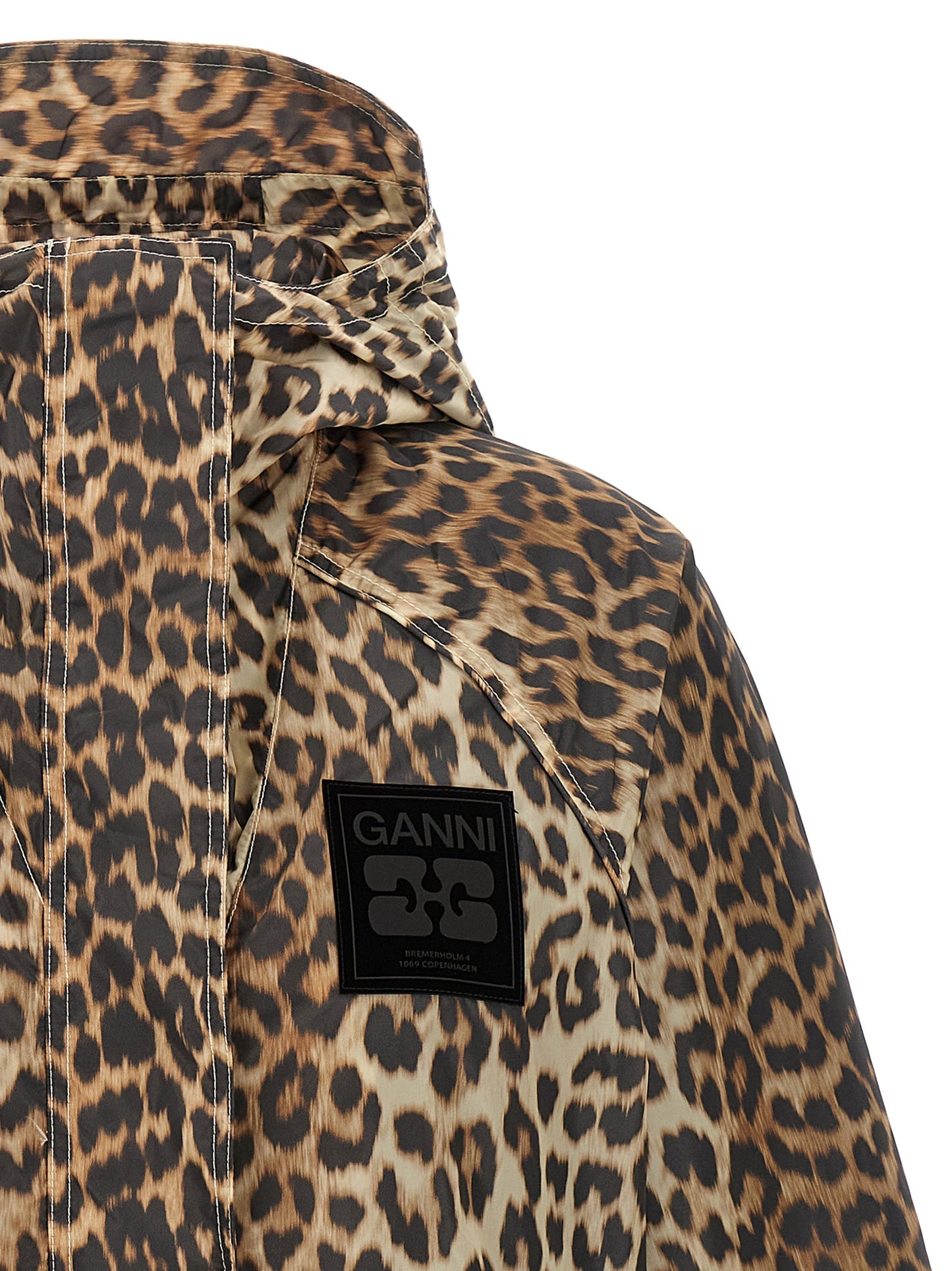 Ganni Ganni Leopard Print Nylon Windbreaker