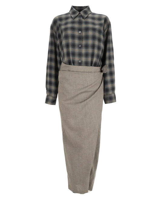 Abito Chemisier con Motivo "Yukon Check"