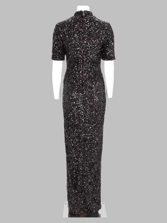 Abito Lungo con Paillettes e Spacco