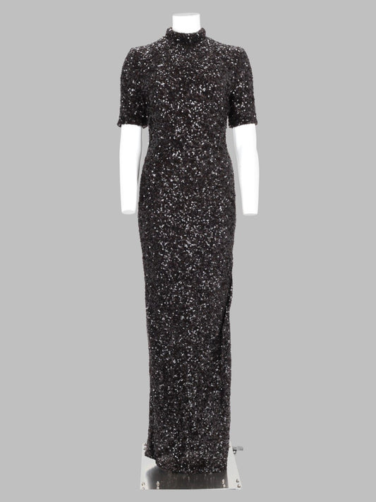 Abito Lungo con Paillettes e Spacco