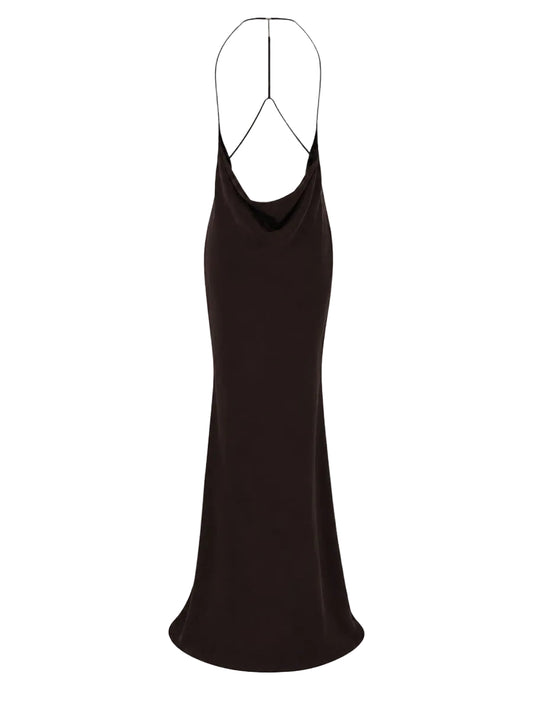 ABITO LUNGO IN SATIN DI SETA