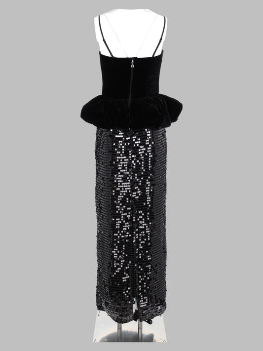 Abito Lungo Peplo con Paillettes