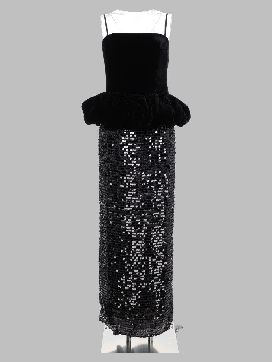 Abito Lungo Peplo con Paillettes