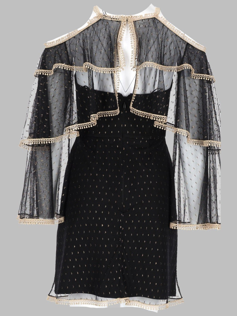 ABITO CON CAPPA IN TULLE PLUMETIS