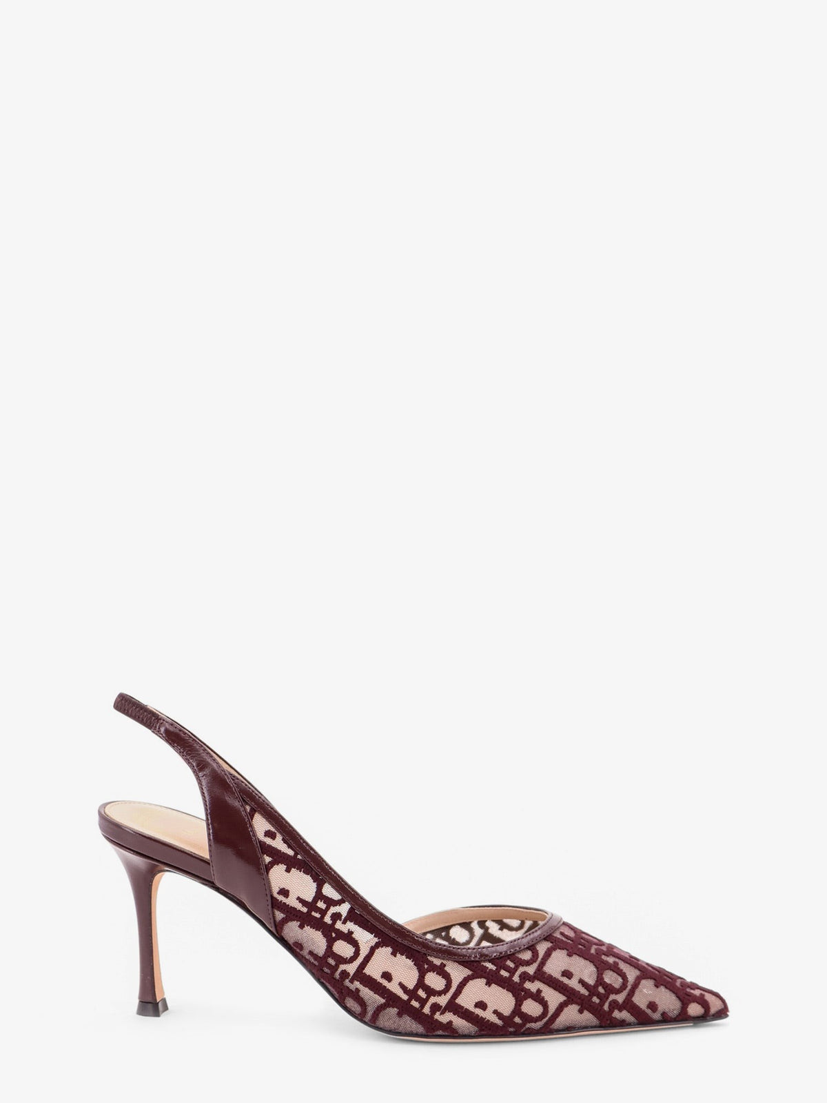 Adiorable Slingback mesh décolleté with burgundy Dior Oblique embroidery