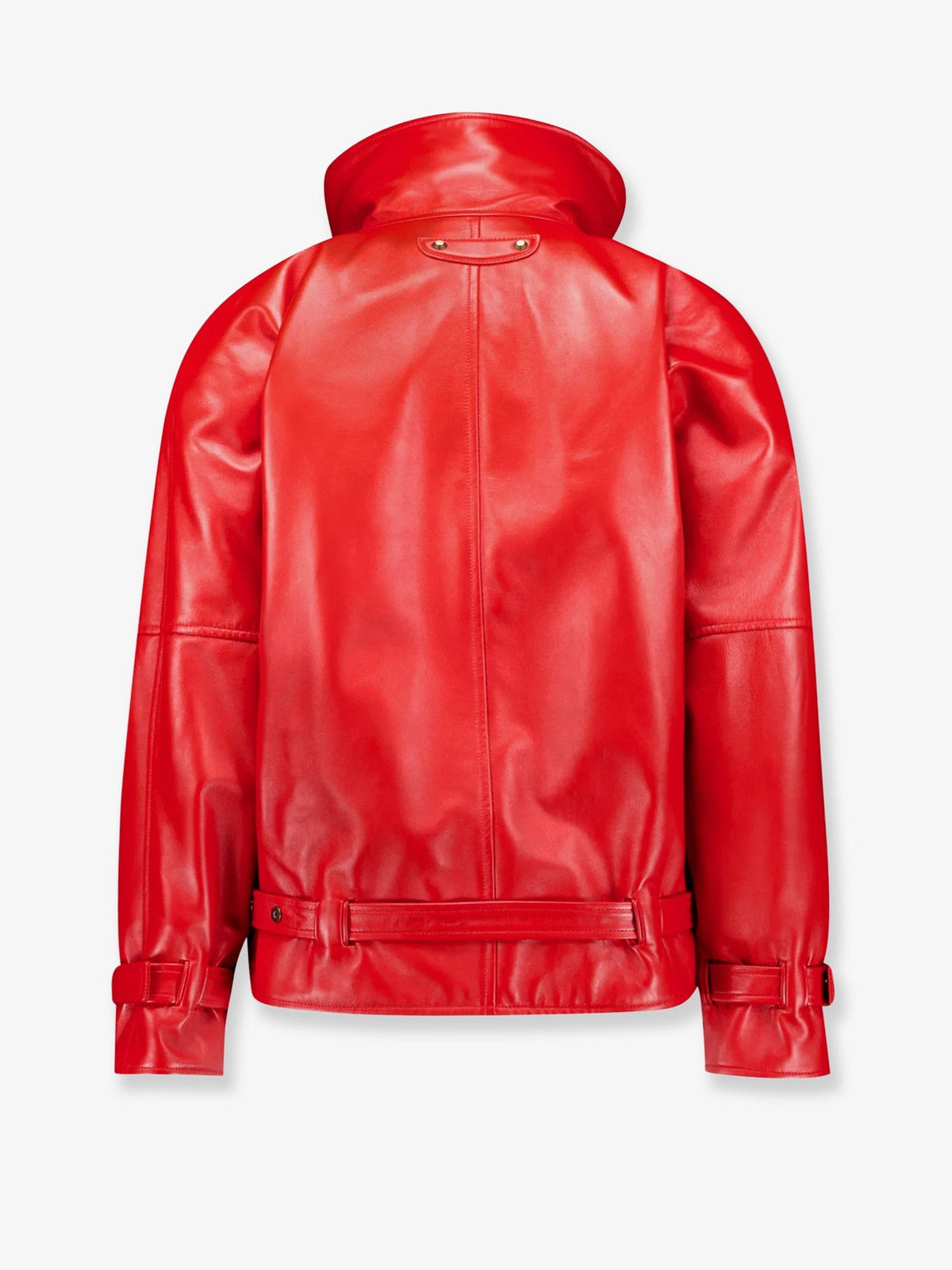 Arrotondato leather jacket with engraved lettering logo on the front