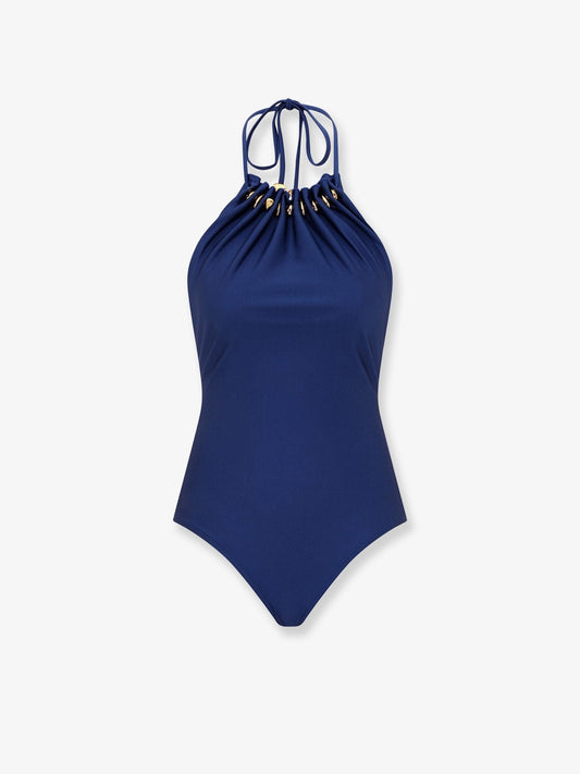 Aster one-piece swimsuit in shiny nylon with bead detail