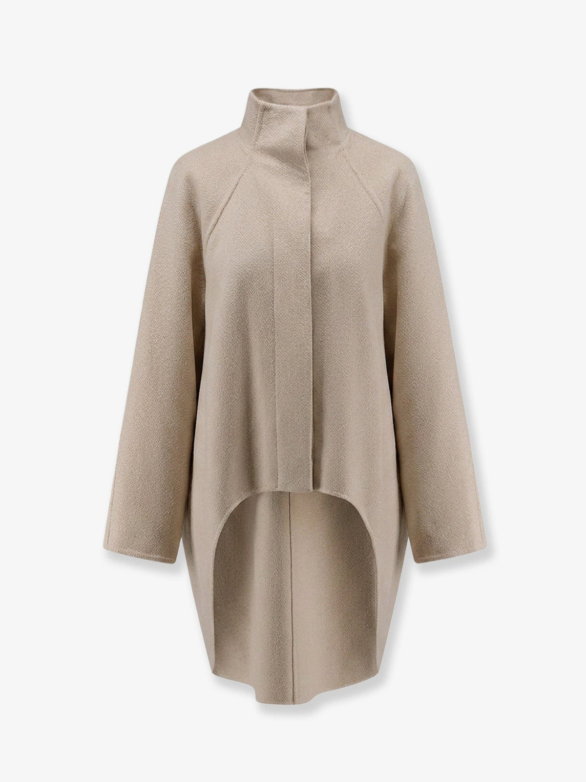 Asymmetrical cashmere coat