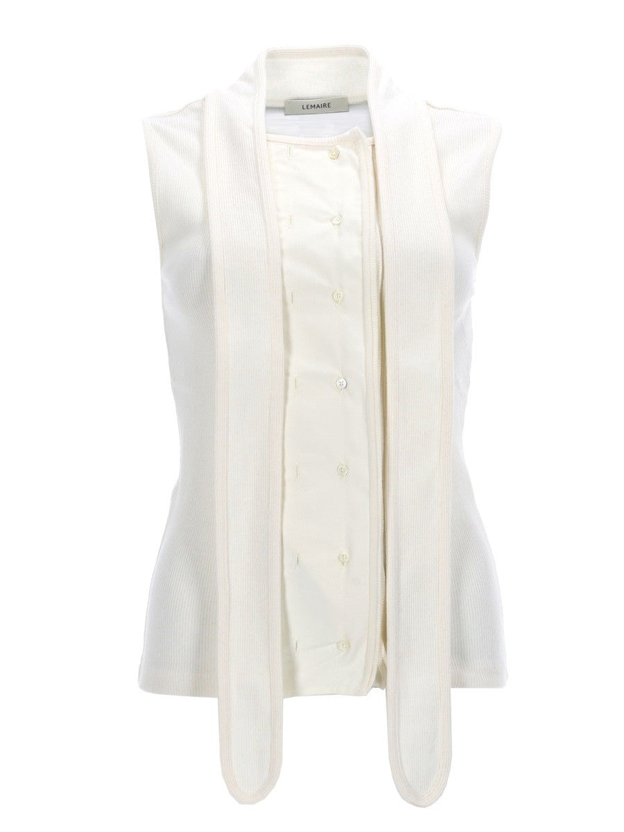 ASYMMETRICAL RIBBED TOP WITH SCARF