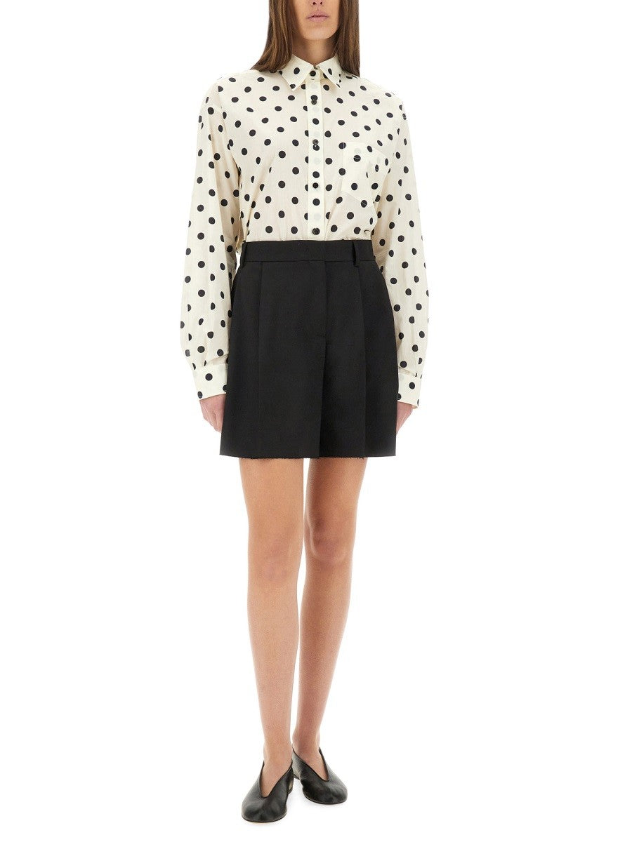 ASYMMETRICAL WOOL SHORTS
