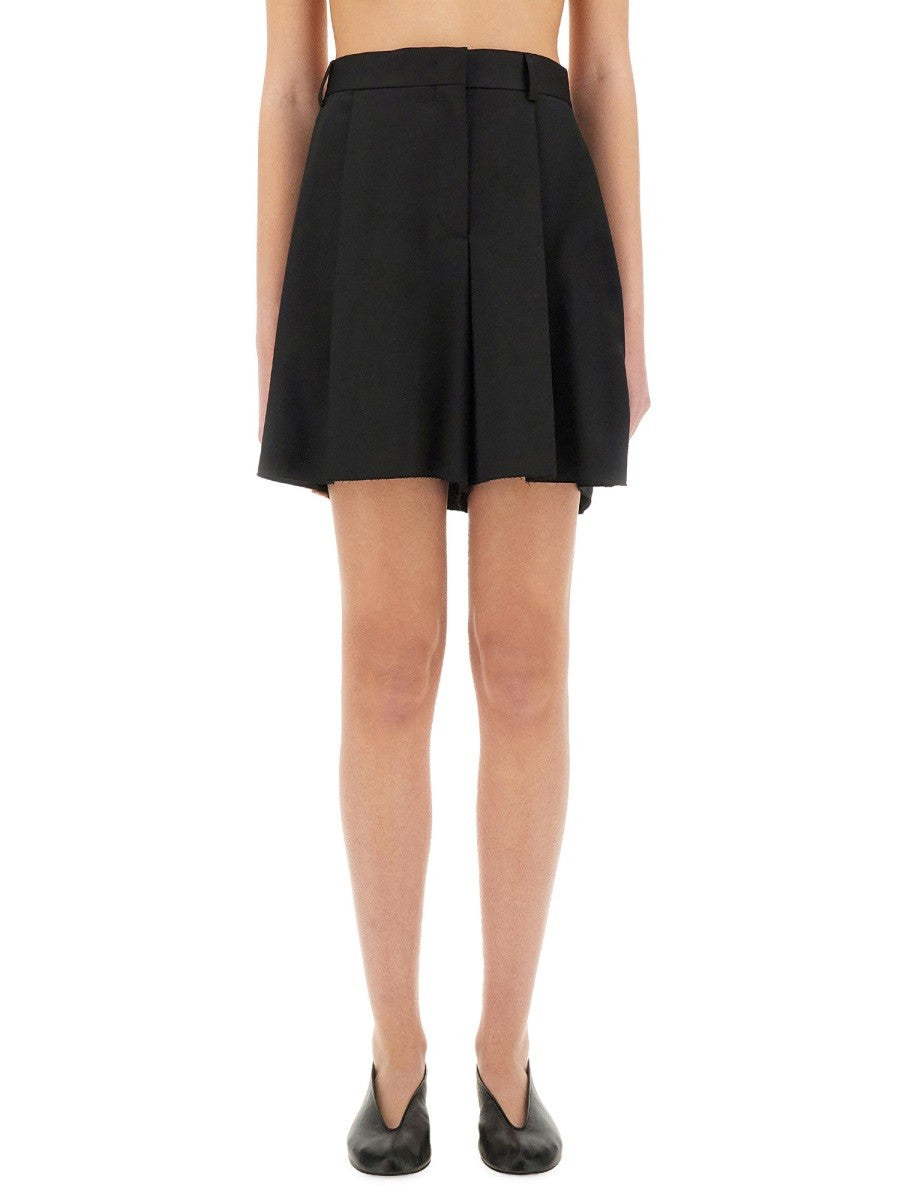 ASYMMETRICAL WOOL SHORTS