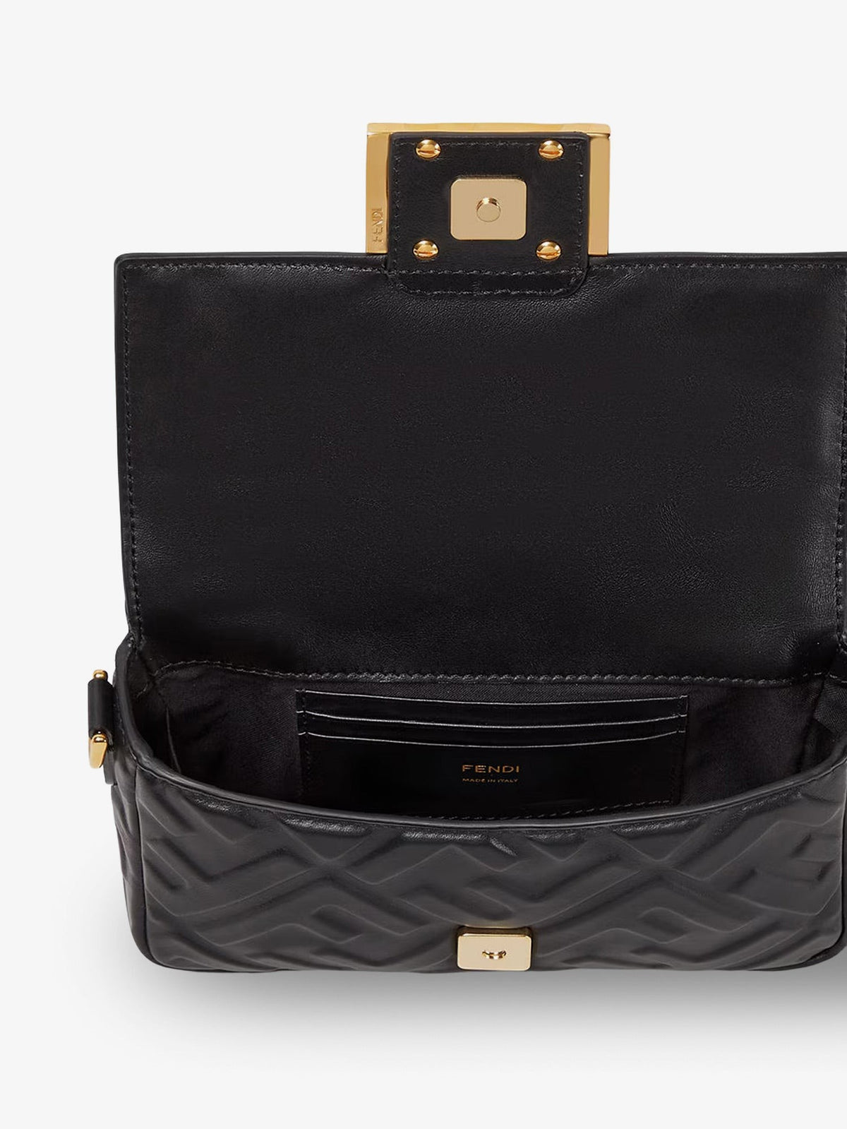 Baguette Mini leather shoulder bag with embossed FF pattern