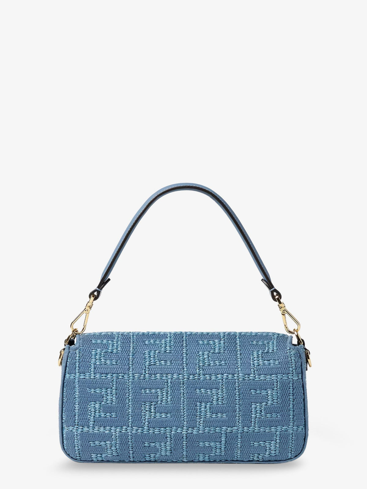Baguette® handbag in raffia with all-over FF embroidery