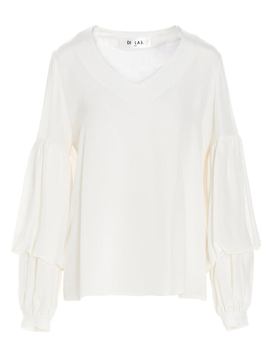 Di.la3 Pari' Puff-sleeve Silk Shirt