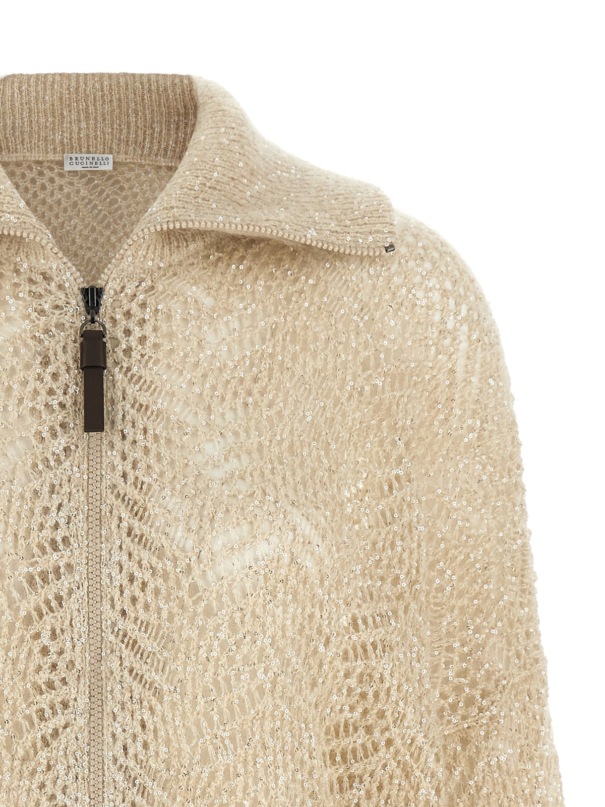 Beige 'Dazzling Abstract Leaf' cardigan