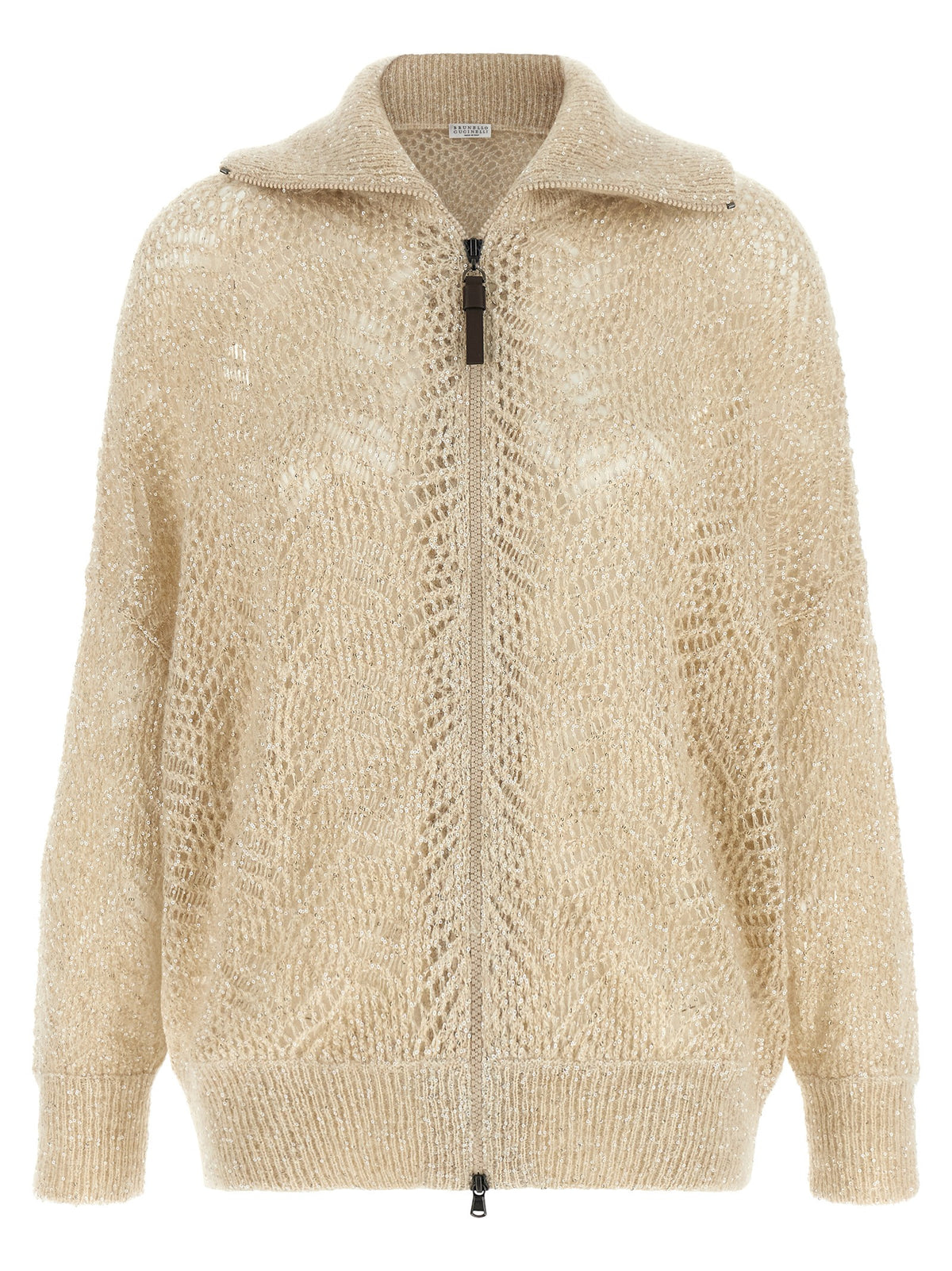 Beige 'Dazzling Abstract Leaf' cardigan