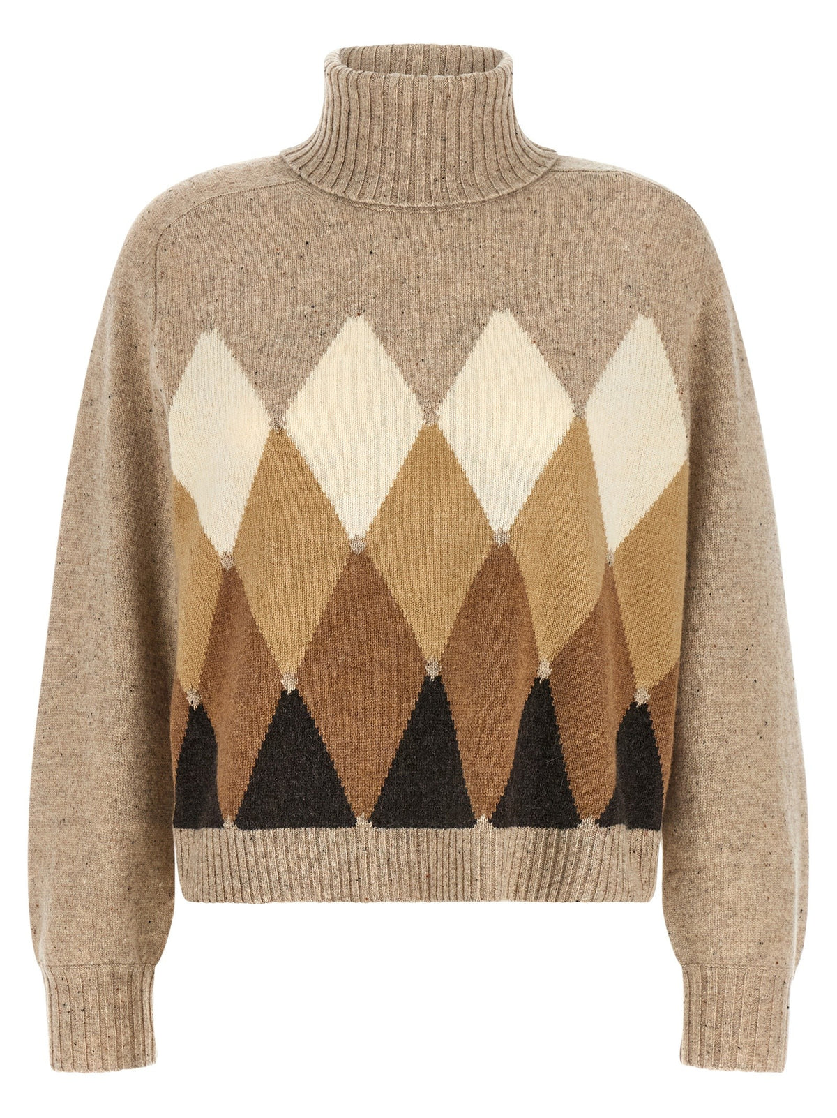 Beige diamond turtleneck sweater