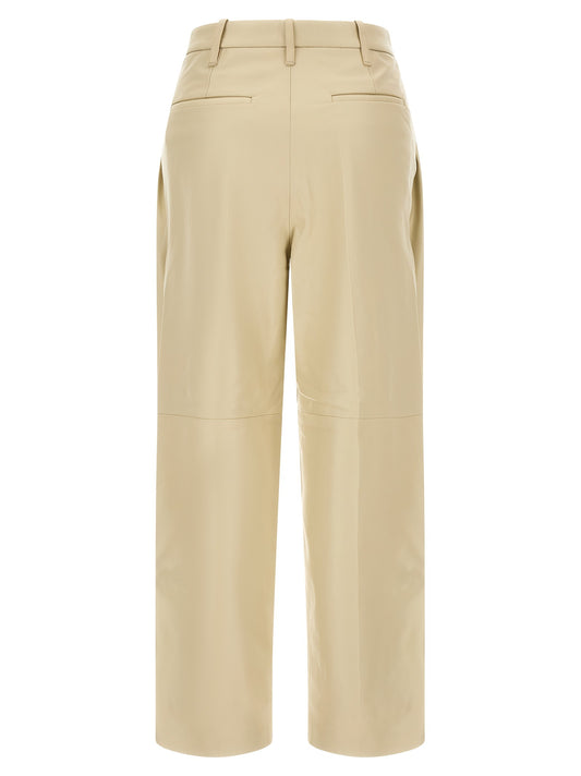 Beige leather 'Pearl' pants