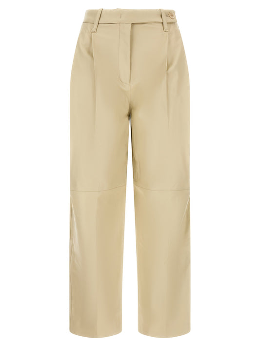 Beige leather 'Pearl' pants