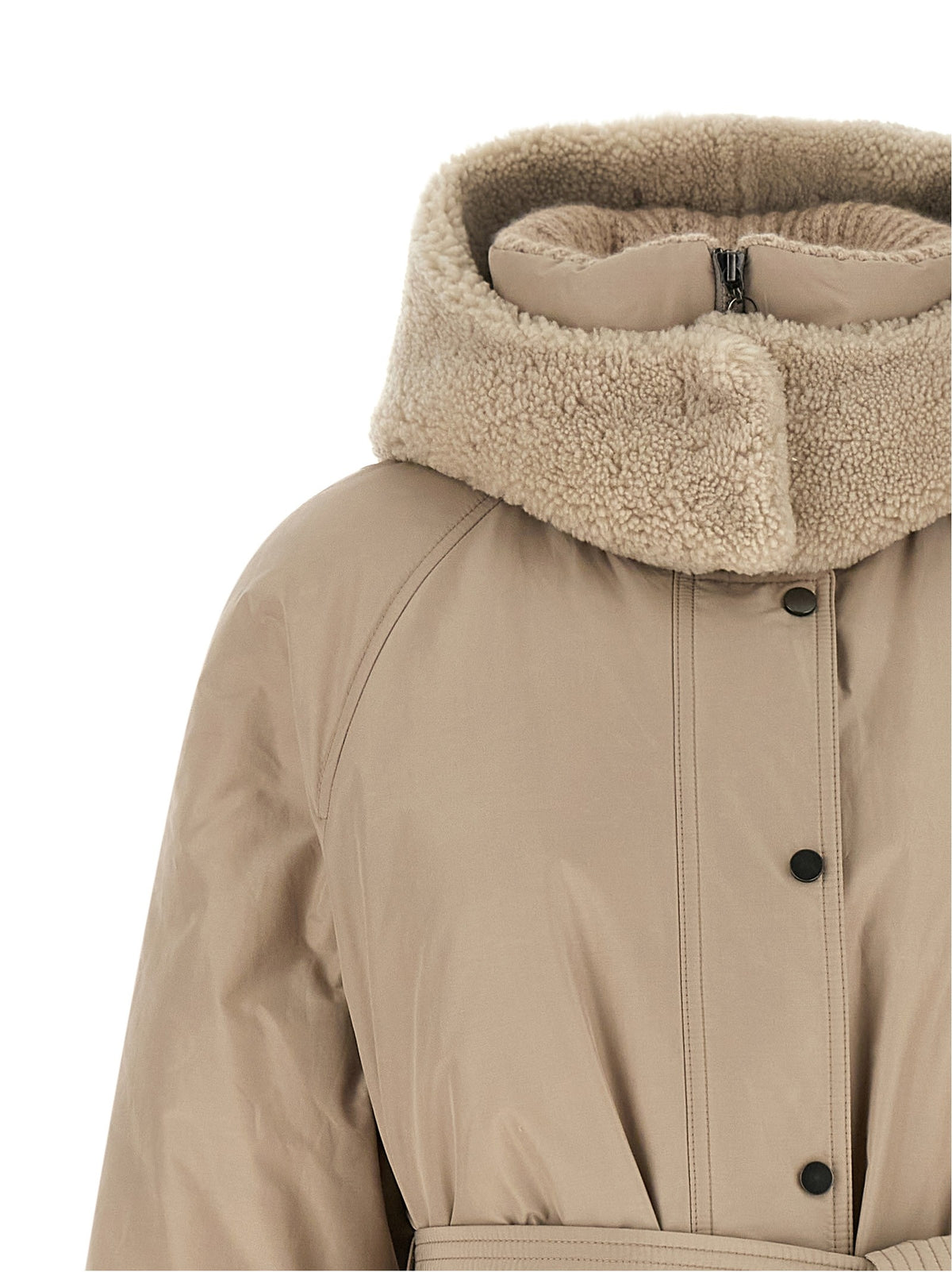 Beige long down jacket