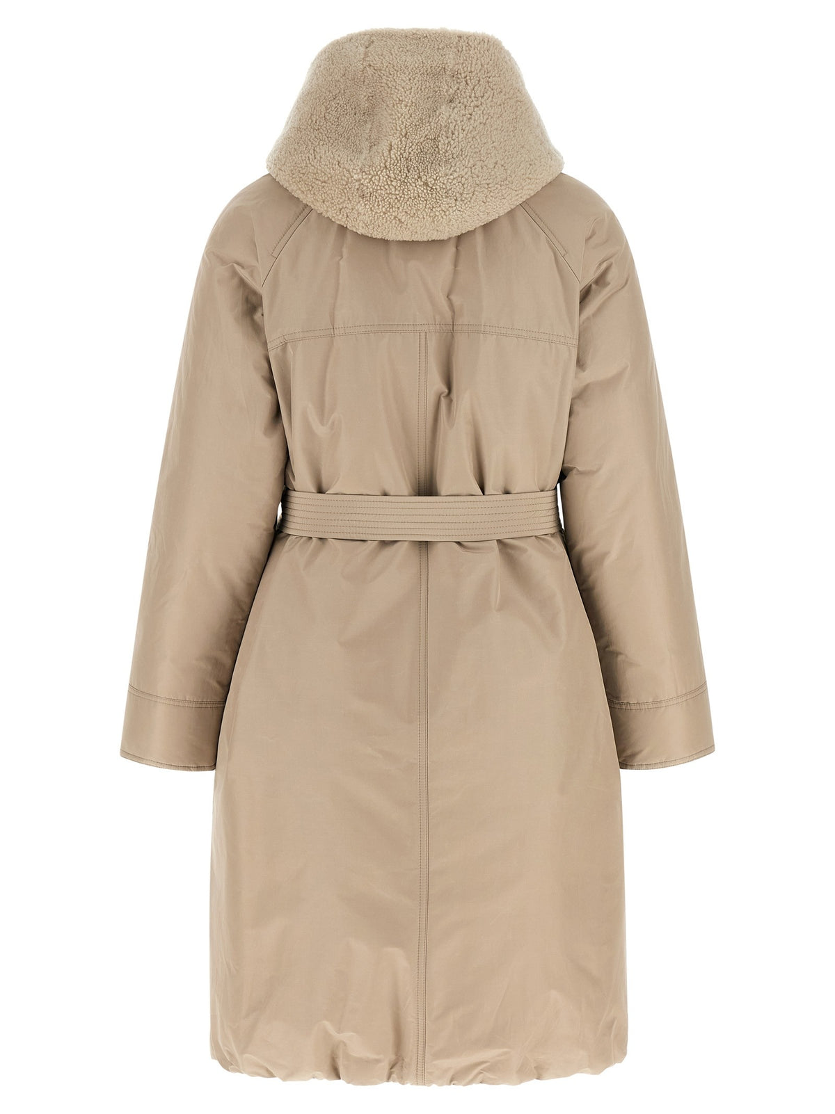 Beige long down jacket