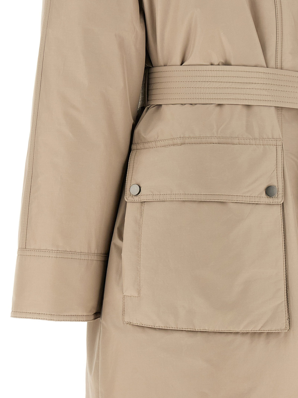 Beige long down jacket