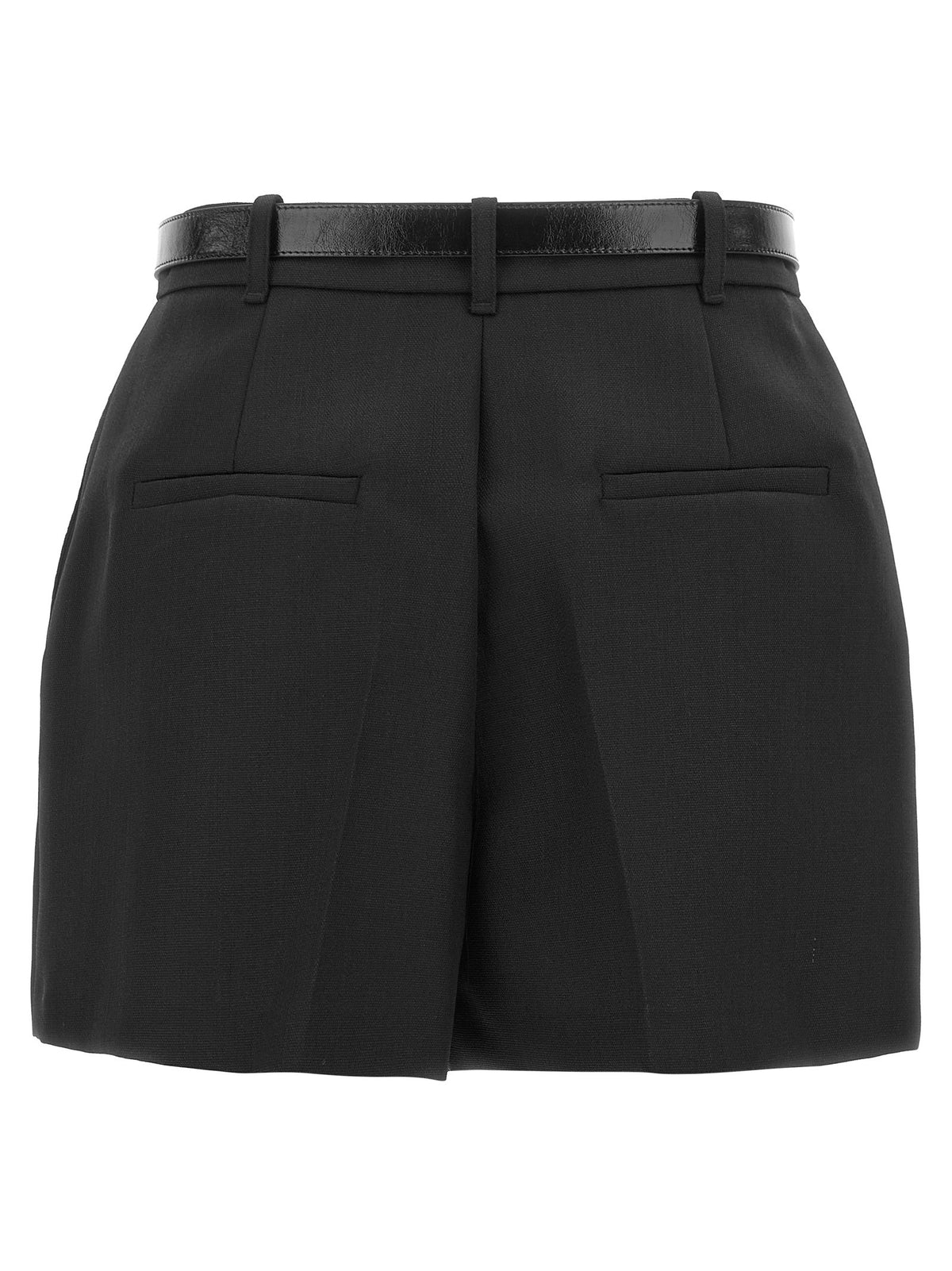 Belted wool shorts