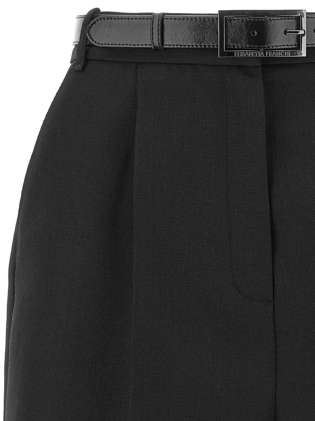 Belted wool shorts