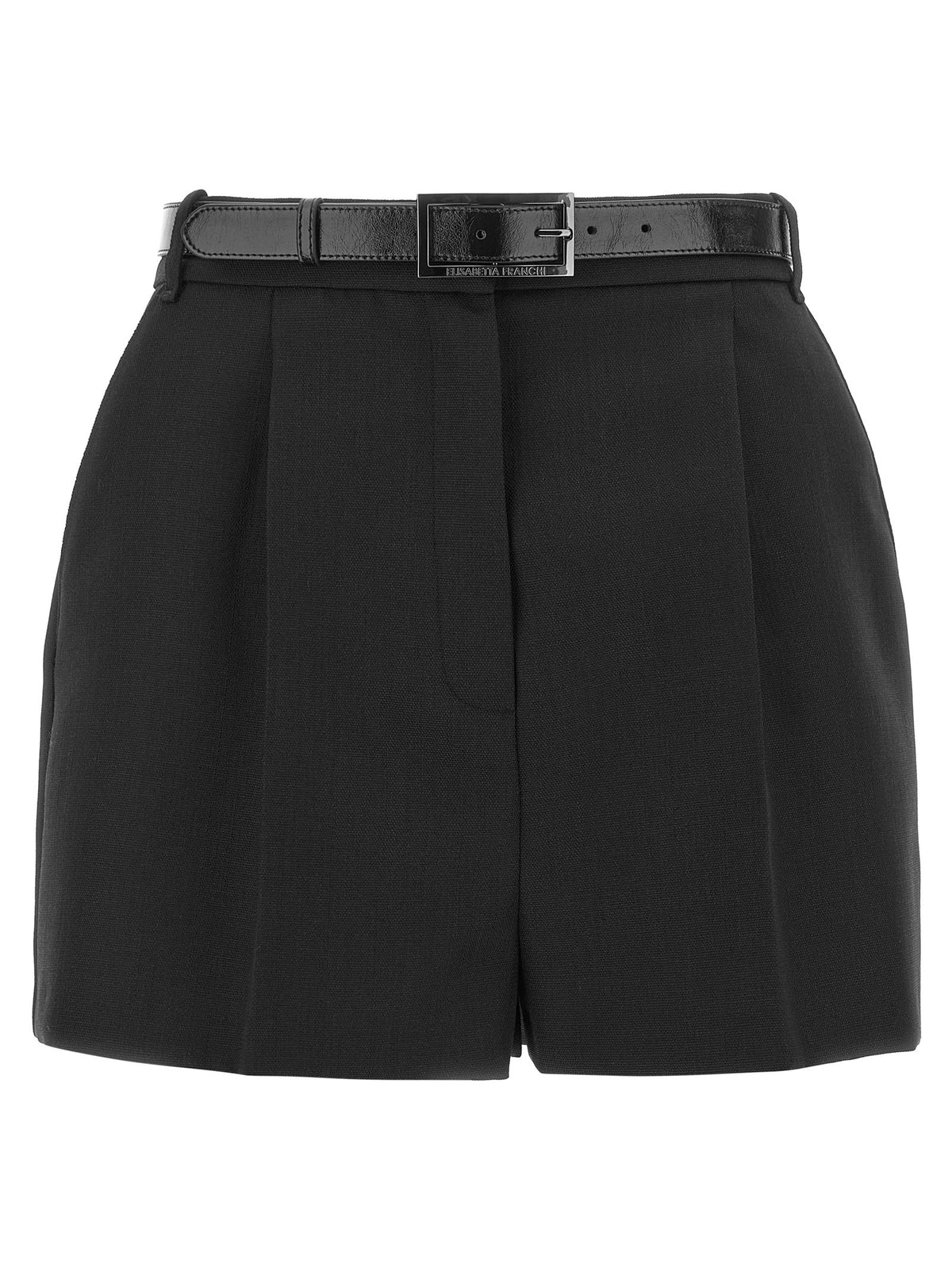 Belted wool shorts
