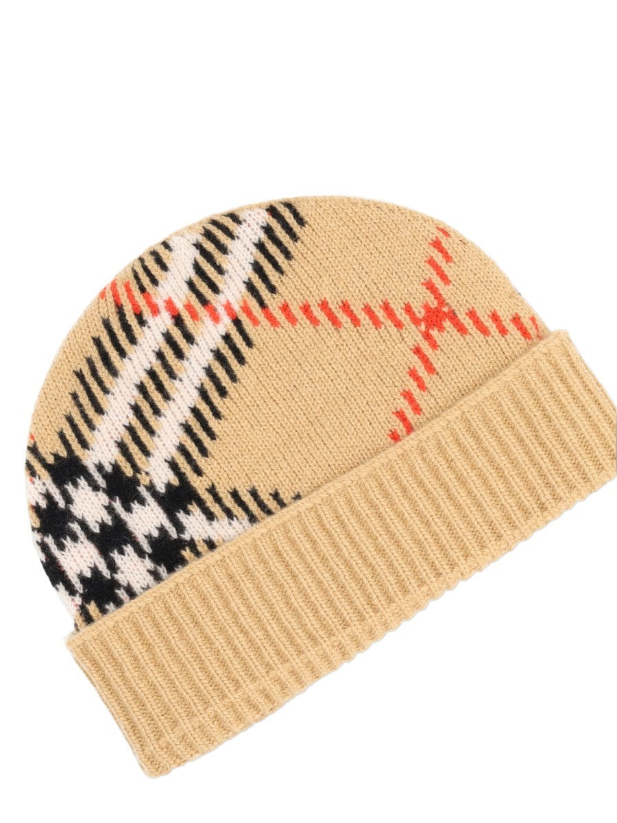 Berretto In Cashmere Con Motivo Check
