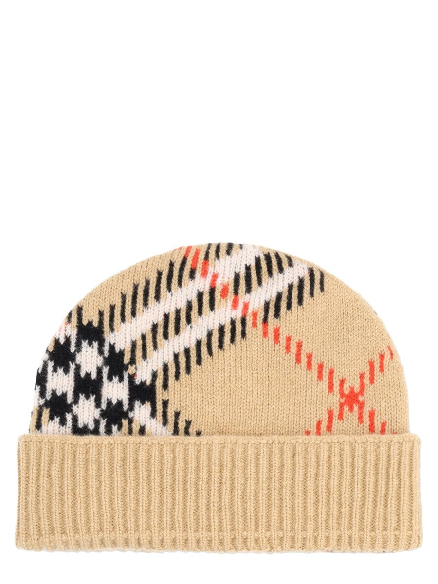 Berretto In Cashmere Con Motivo Check