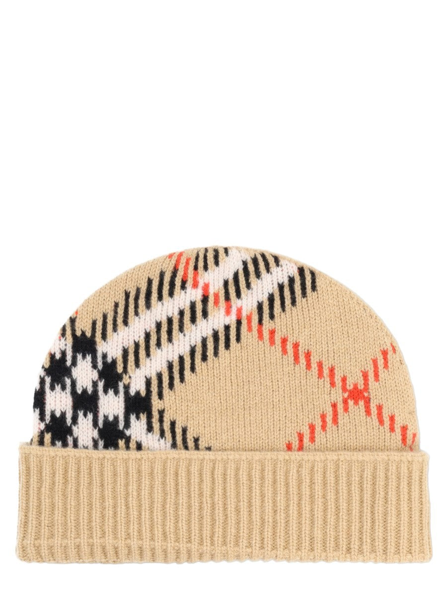 Berretto In Cashmere Con Motivo Check