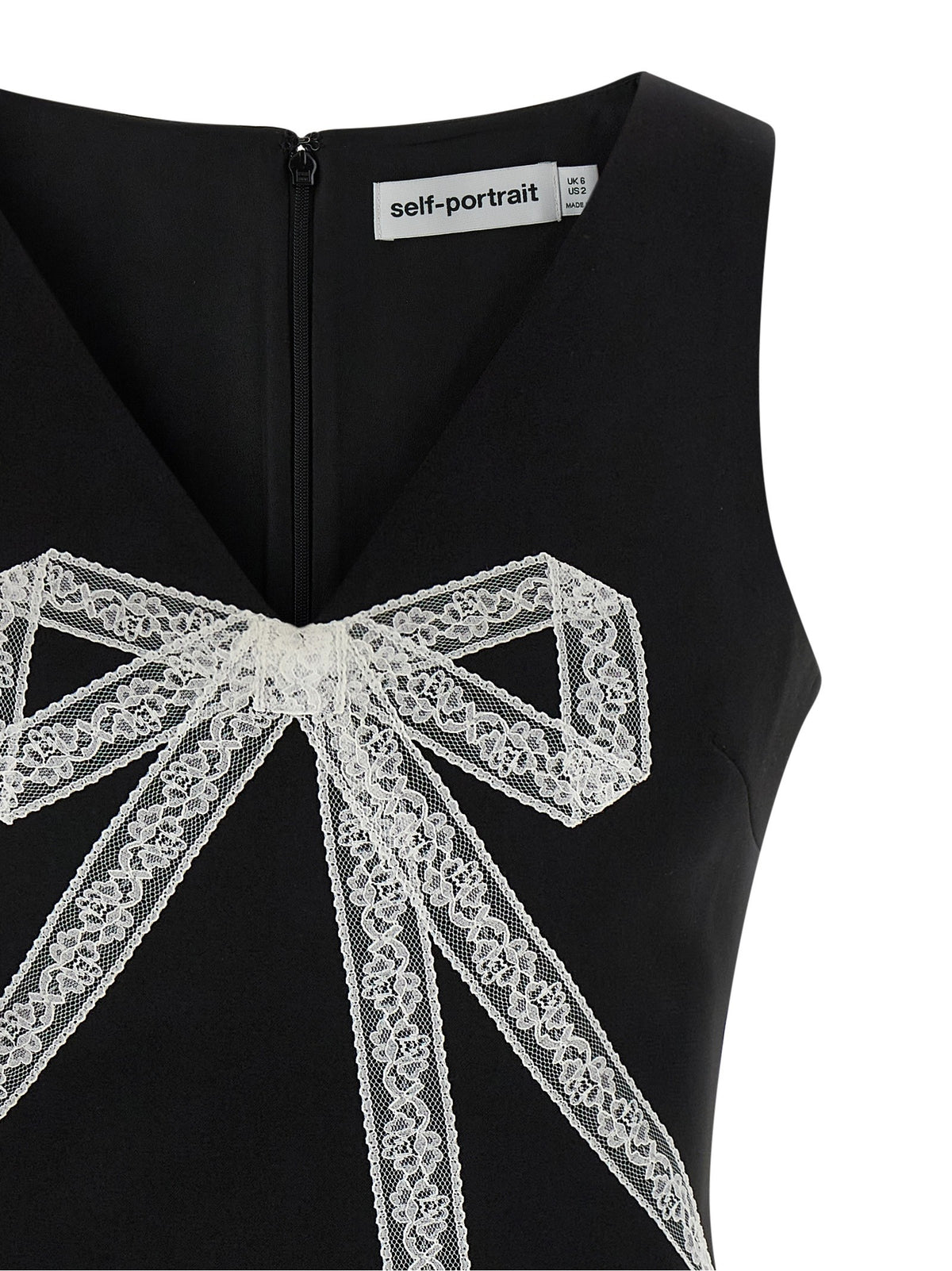 'Black Crêpe Bow Lace Mini' dress