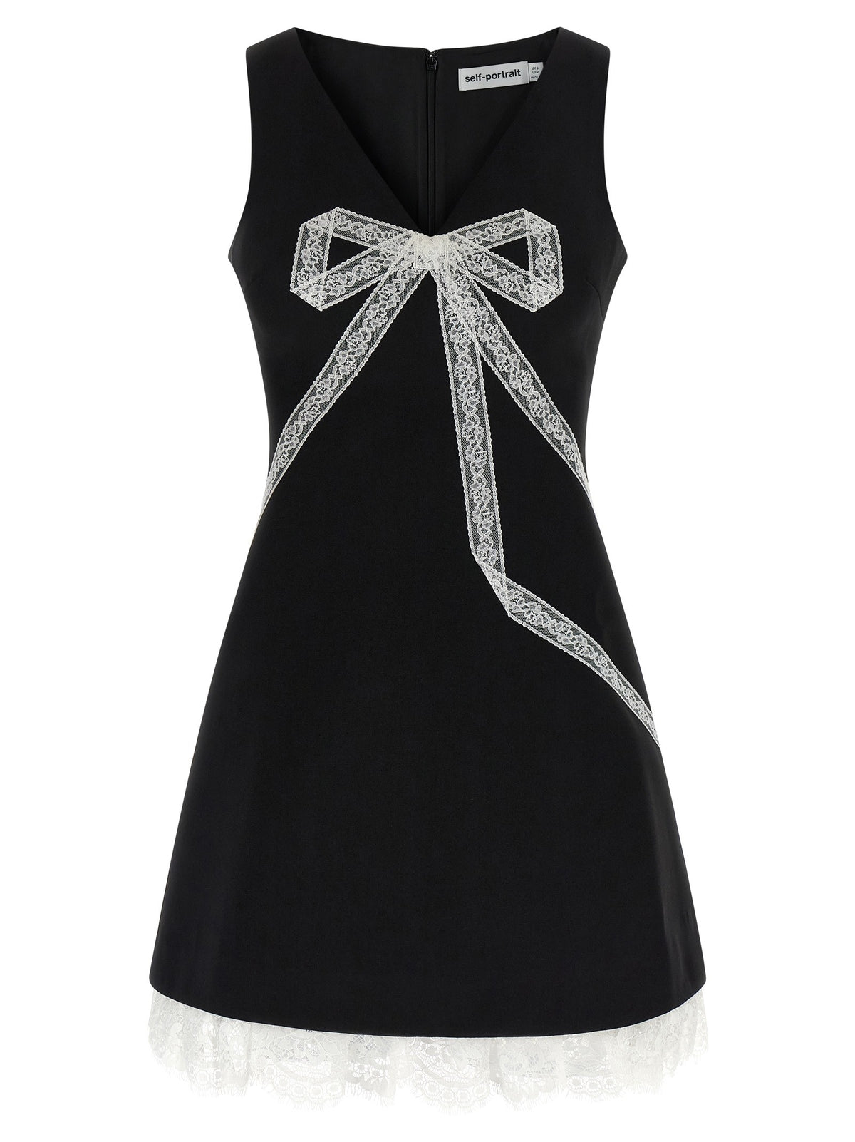 'Black Crêpe Bow Lace Mini' dress