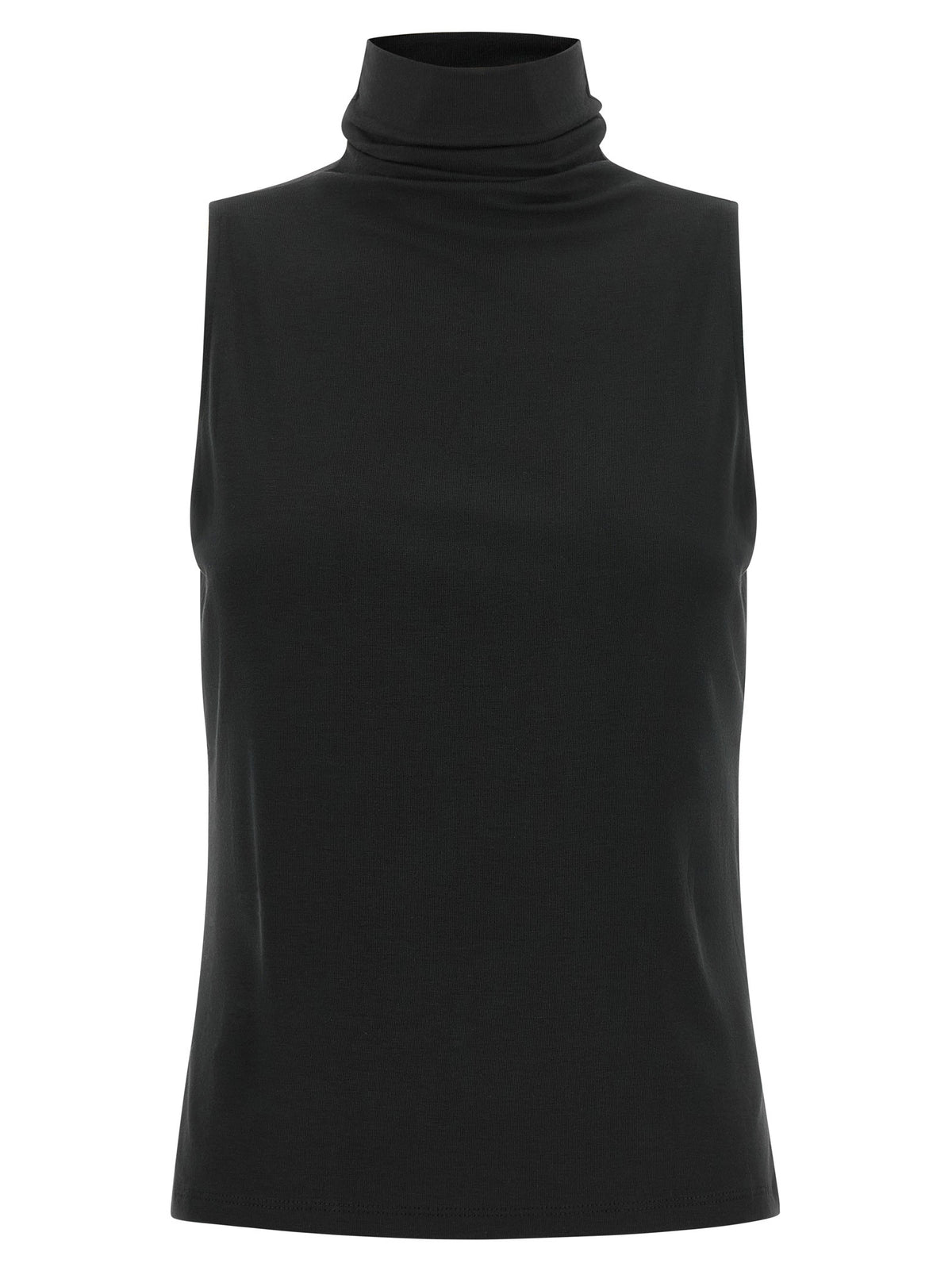 Black jersey turtleneck sweater
